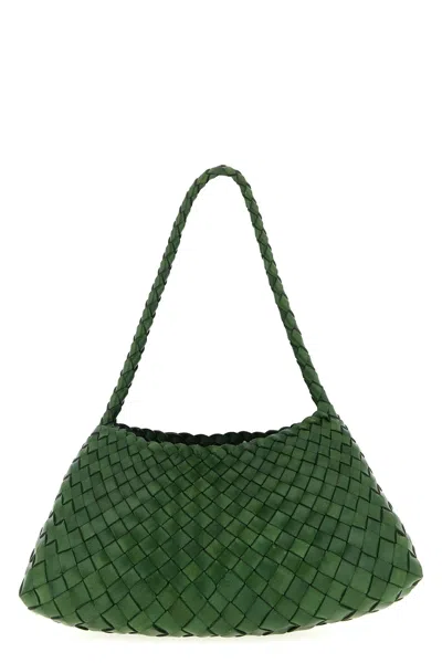 Dragon Diffusion Rosanna Woven-leather Shoulder Bag In Green