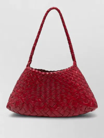 Dragon Diffusion Rosanna Structured Woven Leather Shoulder Bag In Red
