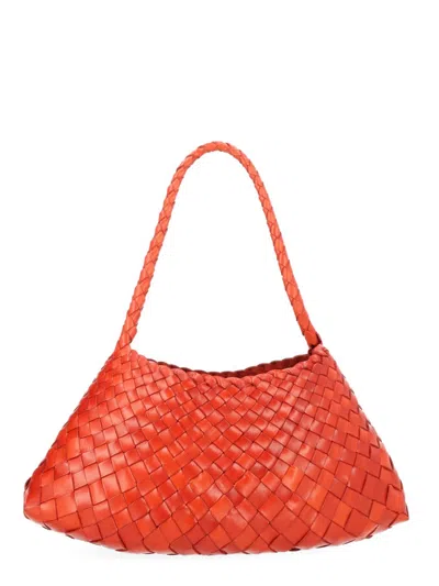 Dragon Diffusion Rosanna Textured Woven Leather Bag In Orange