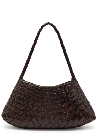 Dragon Diffusion Rosanna Woven Leather Shoulder Bag In Brown