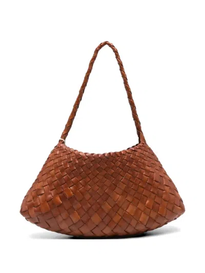 Dragon Diffusion Rosanna Woven Leather Shoulder Bag In Brown