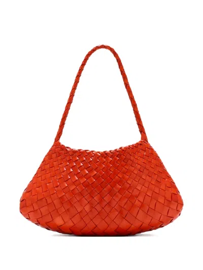 Dragon Diffusion Rosanna Woven-leather Shoulder Bag In Orange