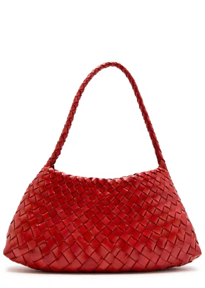 Dragon Diffusion Rosanna Woven Leather Shoulder Bag In Red