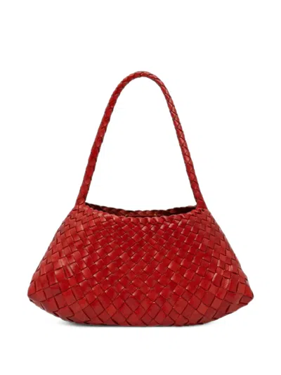 Dragon Diffusion Rosanna Woven Leather Shoulder Bag In Red