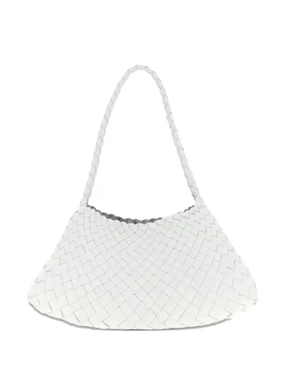Dragon Diffusion Rosanna Woven Leather Shoulder Bag In White