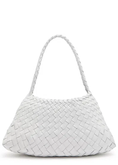 Dragon Diffusion Rosanna Woven Leather Shoulder Bag In White