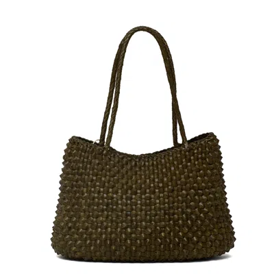 Dragon Diffusion S. Croce Cactus Weave Handwoven Leather Tote Bag In Blue