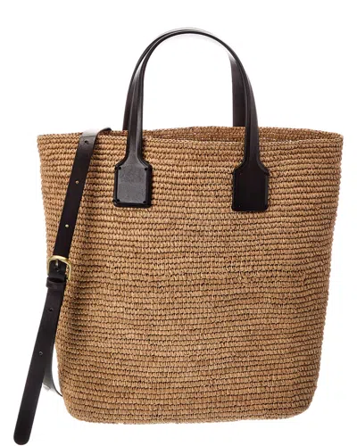 Dragon Diffusion Sacha Straw & Leather Tote In Black