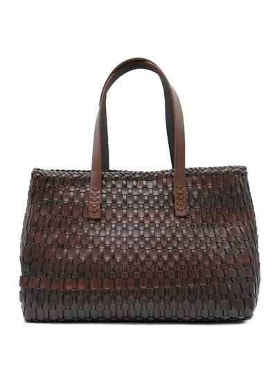 Dragon Diffusion Salvage Irregular Woven Tote Bag Woman Dark Brown