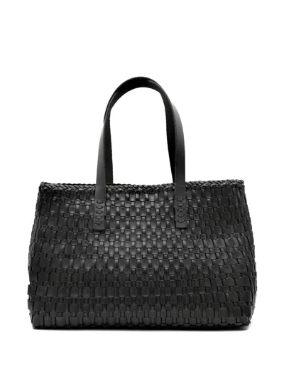 Dragon Diffusion Salvage Woven Leather Shoulder Bag In Black