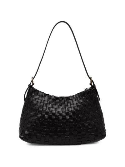 Dragon Diffusion Salvage Woven Leather Shoulder Bag In Black