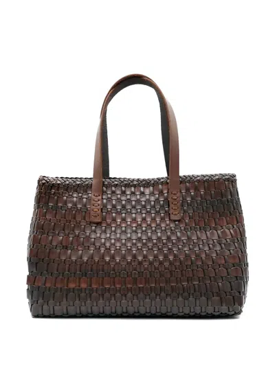 Dragon Diffusion Salvage Woven Leather Shoulder Bag In Brown