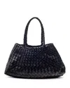 Dragon Diffusion Santa Big Crocheted Leather Bag In Black