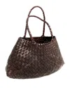 Dragon Diffusion Santa Big Crocheted Leather Bag In Dark Brown