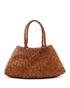 Dragon Diffusion Santa Big Crocheted Leather Bag In Tan