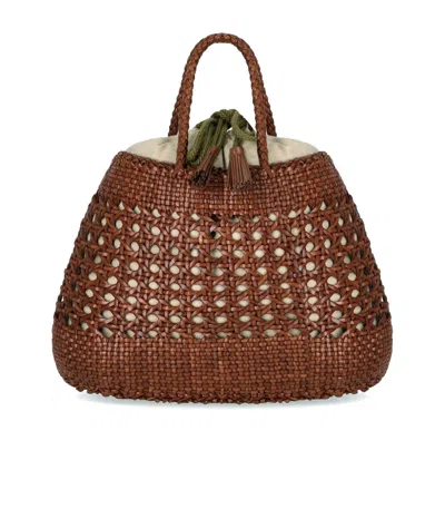 Dragon Diffusion Santa Cano Brown Basket Bag In Tan