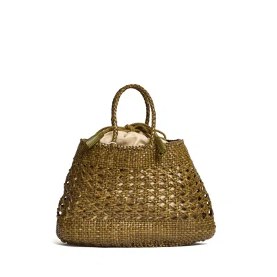 Dragon Diffusion Santa Cano Cotton Cannage Woven Tote Bag In Gold