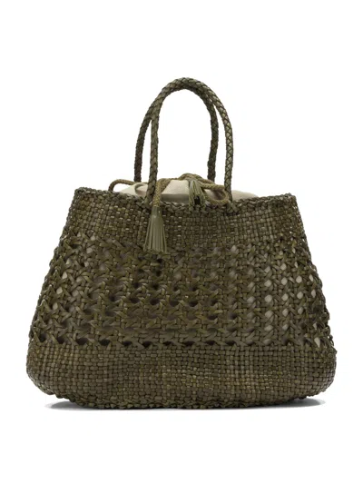 Dragon Diffusion Santa Cano Woven Tote Bag Dual Handles In Green