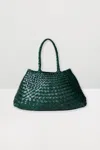 Dragon Diffusion Forest Green Santa Croce Woven-leather Top-handle Basket Bag