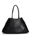 Dragon Diffusion Santa Croce Black Crossbody Bag With Two Top Handles And Interwoven Design In Leather Woman In Black