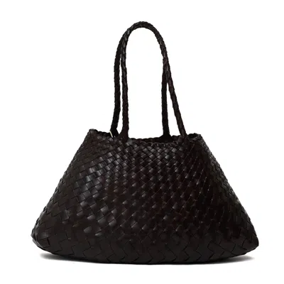 Dragon Diffusion Santa Croce Big Handwoven Tapered Buffalo Leather Tote Bag In Brown