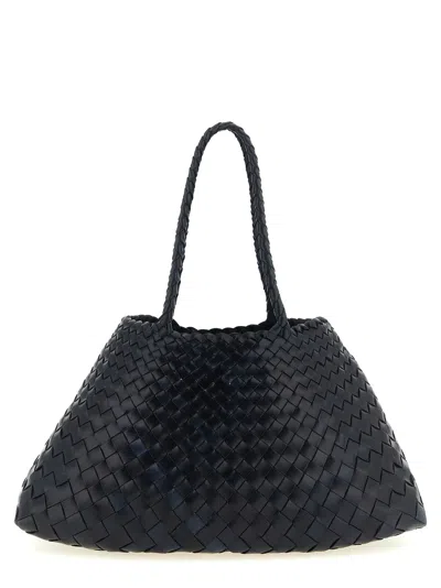 Dragon Diffusion Big Santa Croce Woven Shoulder Bag In Black