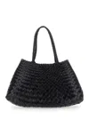 Dragon Diffusion Santa Croce Black Crossbody Bag With Two Top Handles And Interwoven Design In Leather Woman In Black