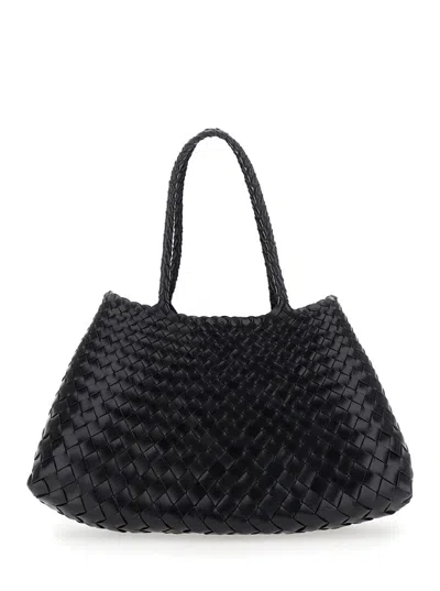 Dragon Diffusion Santa Croce Big Tapered Leather Straps Shoulder Lenght Straps 44x23x14cm In Black