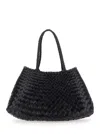 Dragon Diffusion Santa Croce Black Crossbody Bag With Two Top Handles And Interwoven Design In Leather Woman In Black