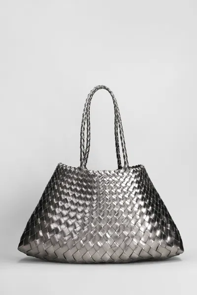 Dragon Diffusion Santa Croce Big Tote In Gunmetal Leather In Gray