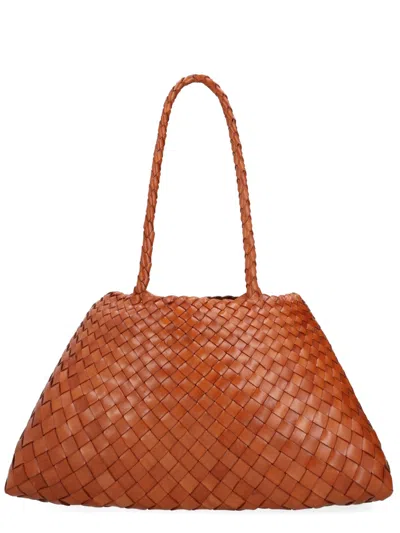 Dragon Diffusion Santa Croce Big Trapezoidal Tote Bag In Brown
