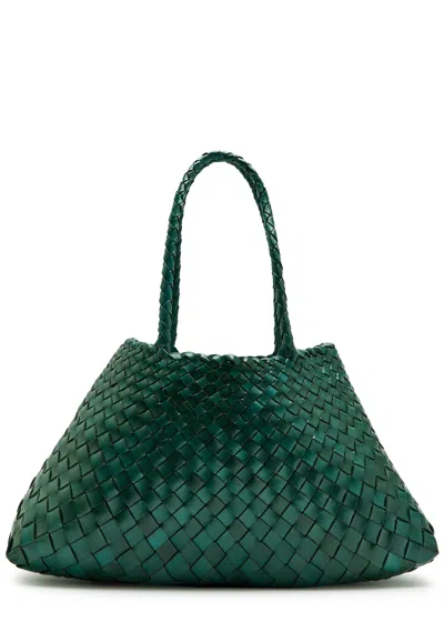 Dragon Diffusion Santa Croce Big Woven Leather Tote Bag In Green
