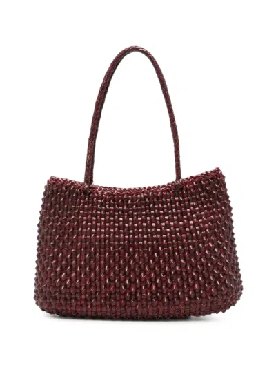 Dragon Diffusion Santa Croce Cactus Woven Leather Shoulder Bag In Burgundy