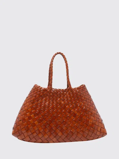 Dragon Diffusion Santa Croce Flared Woven Leather Handbag With Braided Handles In Brown