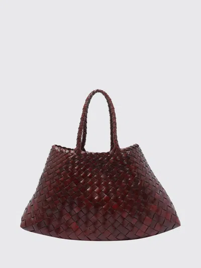 Dragon Diffusion Santa Croce Flared Woven Leather Handbag With Braided Handles In Burgundy