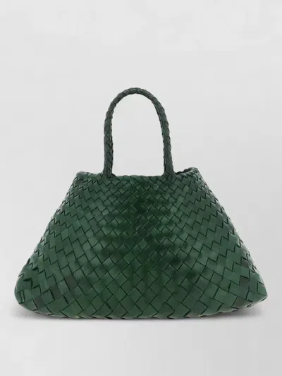 Dragon Diffusion Santa Croce Woven Leather Tote Bag In Green