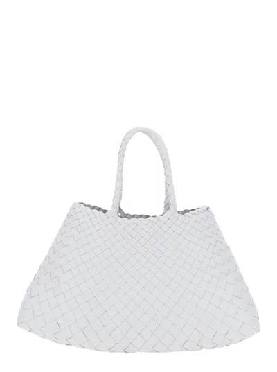 Dragon Diffusion Santa Croce Small Tapered Leather Straps Hand Held 33x20x13 Cm Buff Calf Leather In White