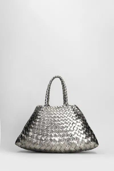 Dragon Diffusion Santa Croce Small Tote In Gunmetal Leather In Gray