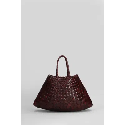 Dragon Diffusion Santa Croce Small Tote In Bordeaux Leather In Red