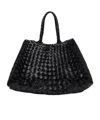 Dragon Diffusion Santa Croce Black Handbag With Two Top Handles And Interwoven Design In Leather Woman In Black
