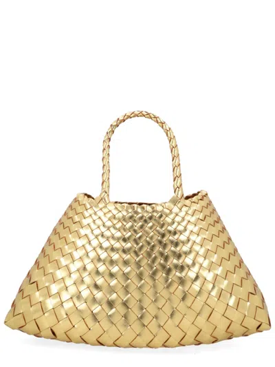 Dragon Diffusion Santa Croce Woven Leather Handbag In Gold