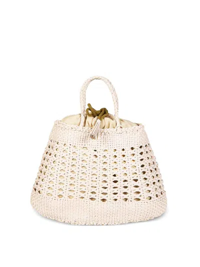 Dragon Diffusion Santa Croce Woven Leather Handbag In Sand