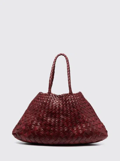 Dragon Diffusion Santa Croce Woven Leather Shoulder Bag With Double Handle In Burgundy