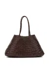 Dragon Diffusion Womens Dark Brown Santa Croce Woven-leather Top-handle Basket Bag In Burgundy