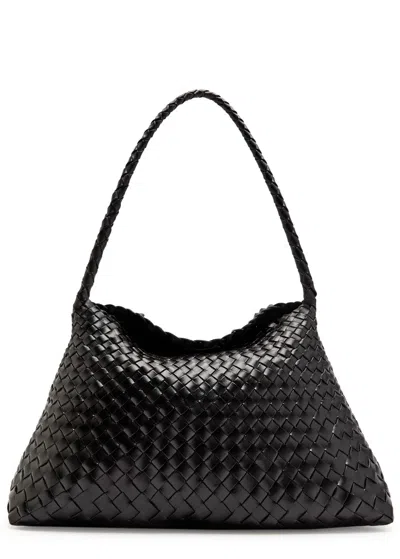Dragon Diffusion Santa Maria Woven Leather Shoulder Bag In Black
