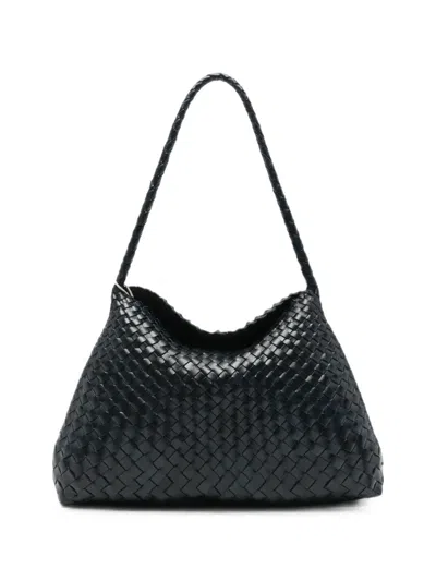 Dragon Diffusion Santa Maria Woven Leather Shoulder Bag In Black