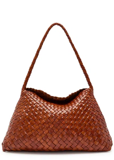 Dragon Diffusion Santa Maria Woven Leather Shoulder Bag In Brown