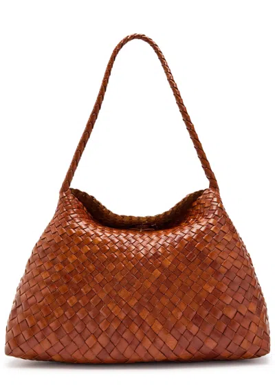 Dragon Diffusion Santa Maria Woven Leather Shoulder Bag In Tan