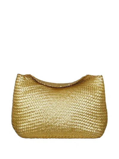 Dragon Diffusion Santa Marta Woven Leather Shoulder Bag In Gold