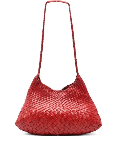 Dragon Diffusion Santa Rosa Braided Leather Shoulder Bag In Red